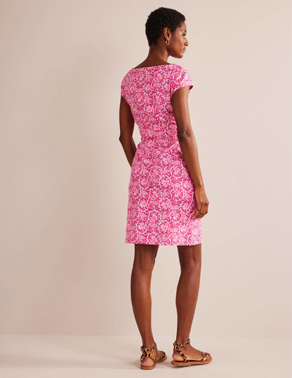 Florrie Jersey Dress-Raspberry, Botanic Vine