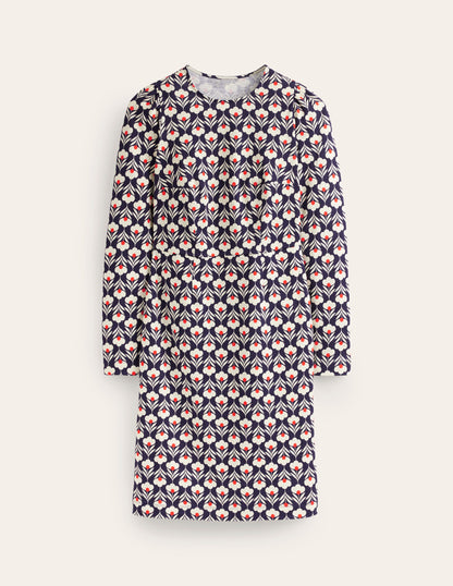 Penelope Jersey Dress-Navy, Petal Head