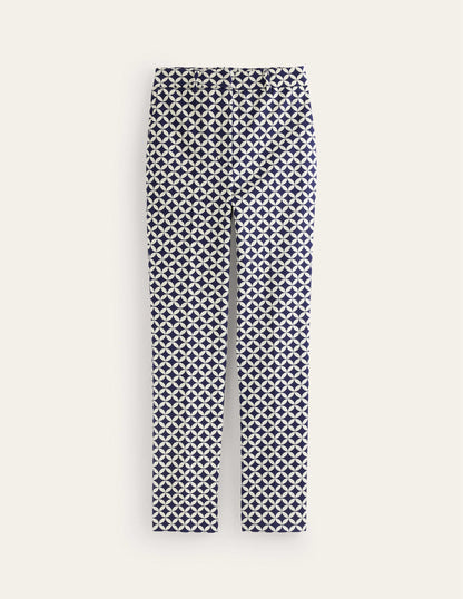 Highgate Printed Trousers-Navy, Diamond Terrace