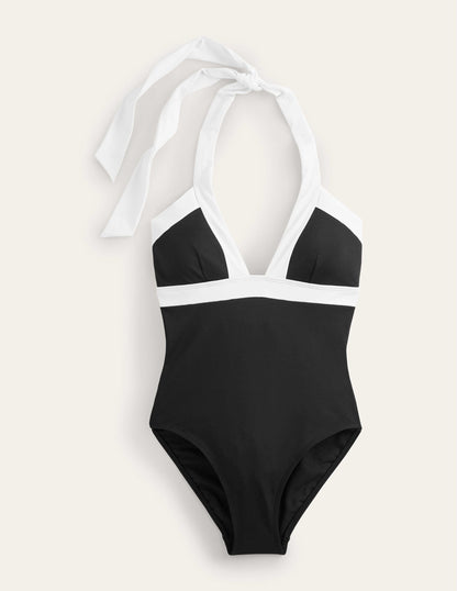 Ithaca Halter Swimsuit-Black Colourblock