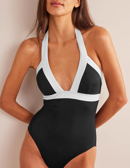 Ithaca Halter Swimsuit-Black Colourblock