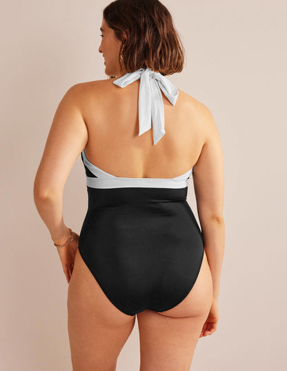 Ithaca Halter Swimsuit-Black Colourblock