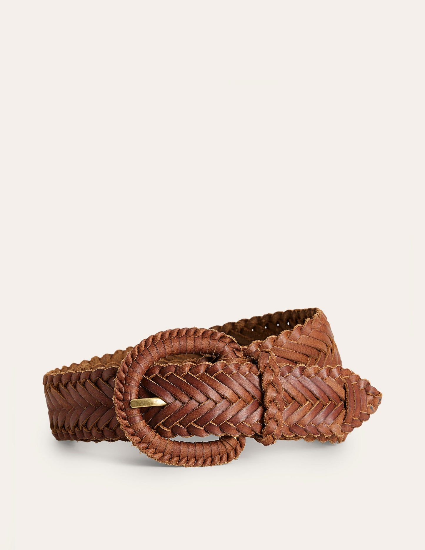 Woven Leather Belt-Tan