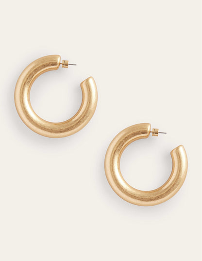 Chunky Hoop Earrings-Gold