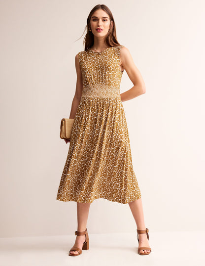 Thea Sleeveless Midi Dress-Bronze Brown, Bloomsbury Pop