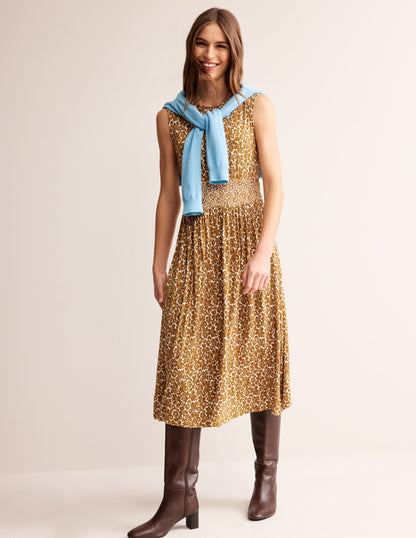 Thea Sleeveless Midi Dress-Bronze Brown, Bloomsbury Pop