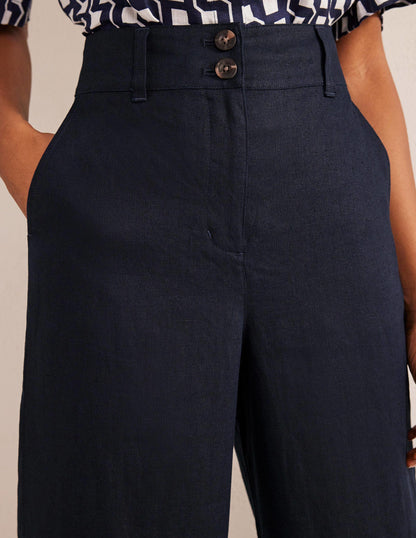 Highbury Linen Trousers-Navy