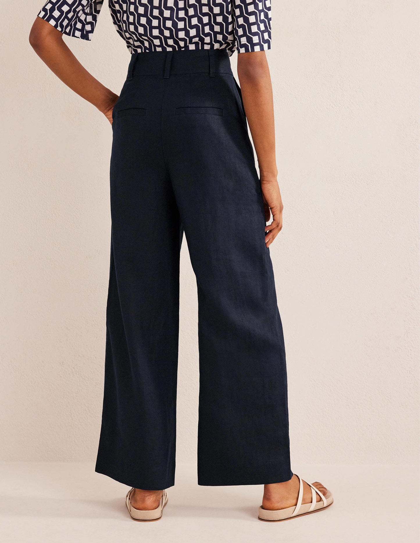 Highbury Linen Trousers-Navy