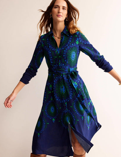 Kate Midi Shirt Dress-French Navy, Artizian Geo