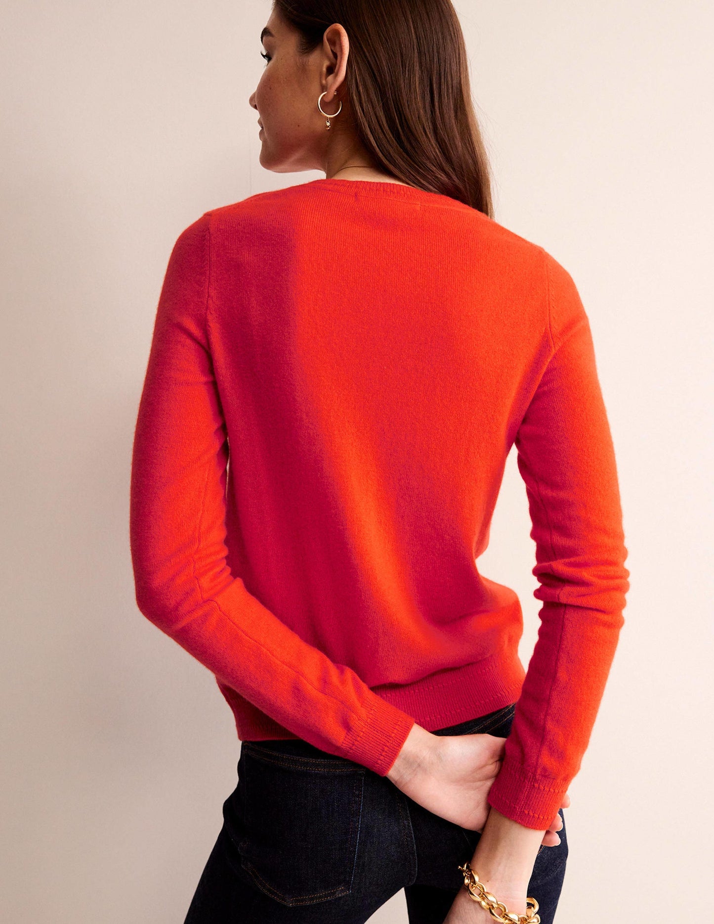 Eva Cashmere Crew Neck Jumper-Fiesta Orange