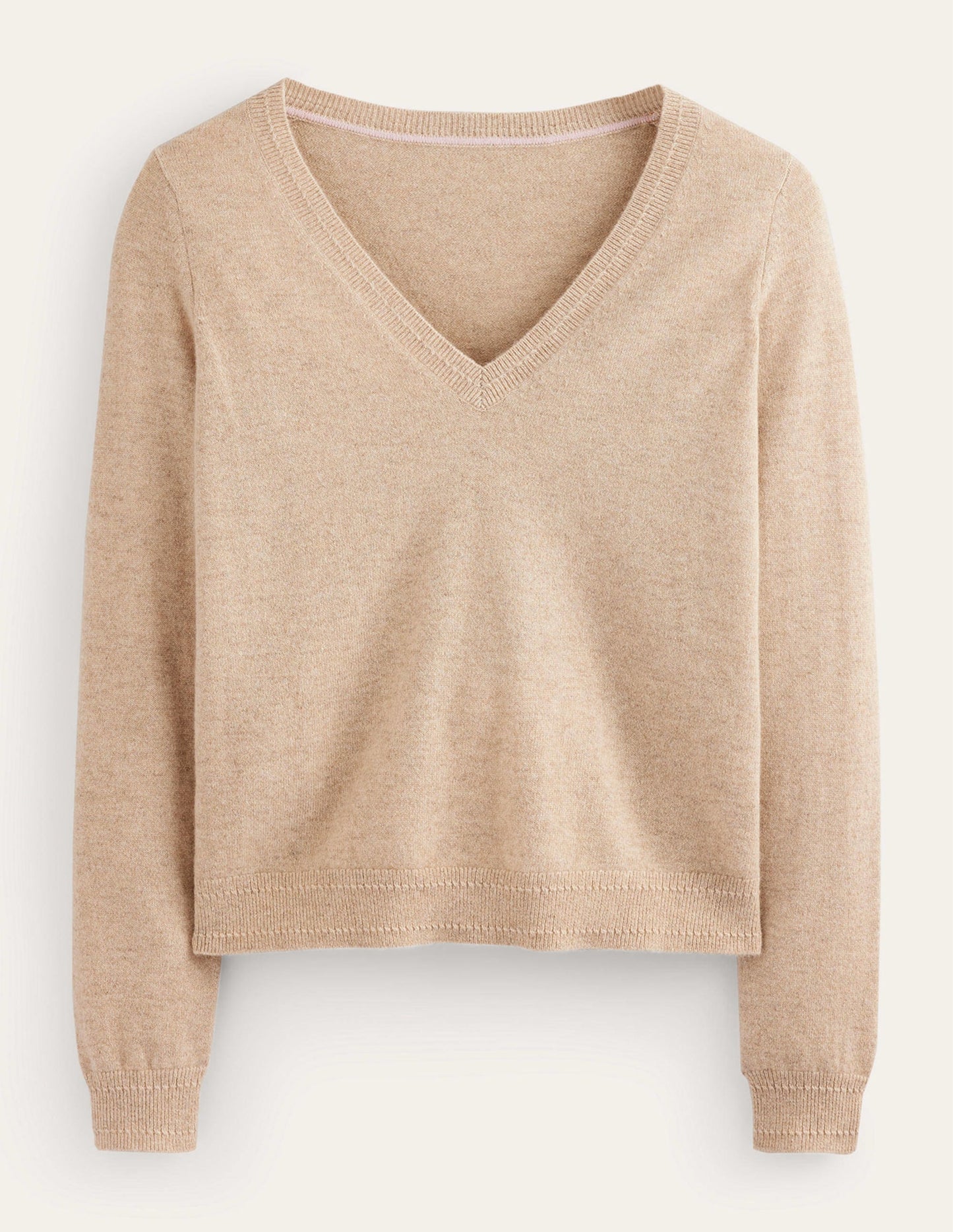 Eva Cashmere V-Neck Jumper-Chinchilla Melange