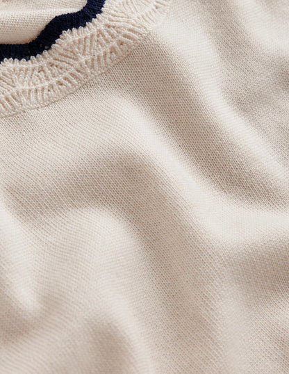 Merino Scalloped T-shirt-Warm Ivory