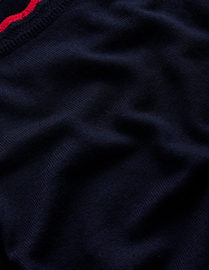 Merino Scalloped T-shirt-Navy