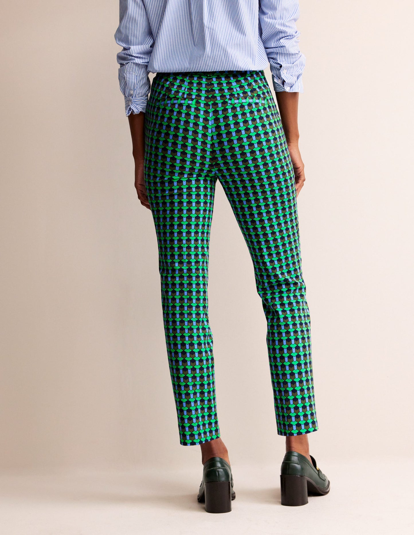 Highgate Printed Trousers-Bright Green, Terrace Geo