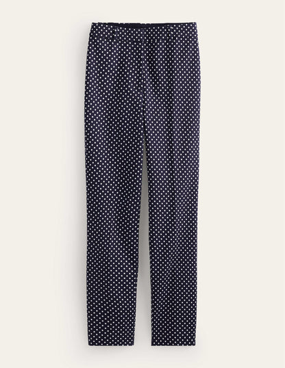 Highgate Printed Trousers-French Navy, Dotty