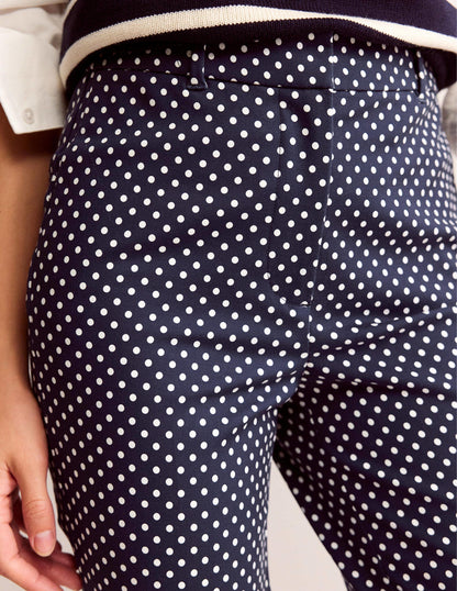 Highgate Printed Trousers-French Navy, Dotty