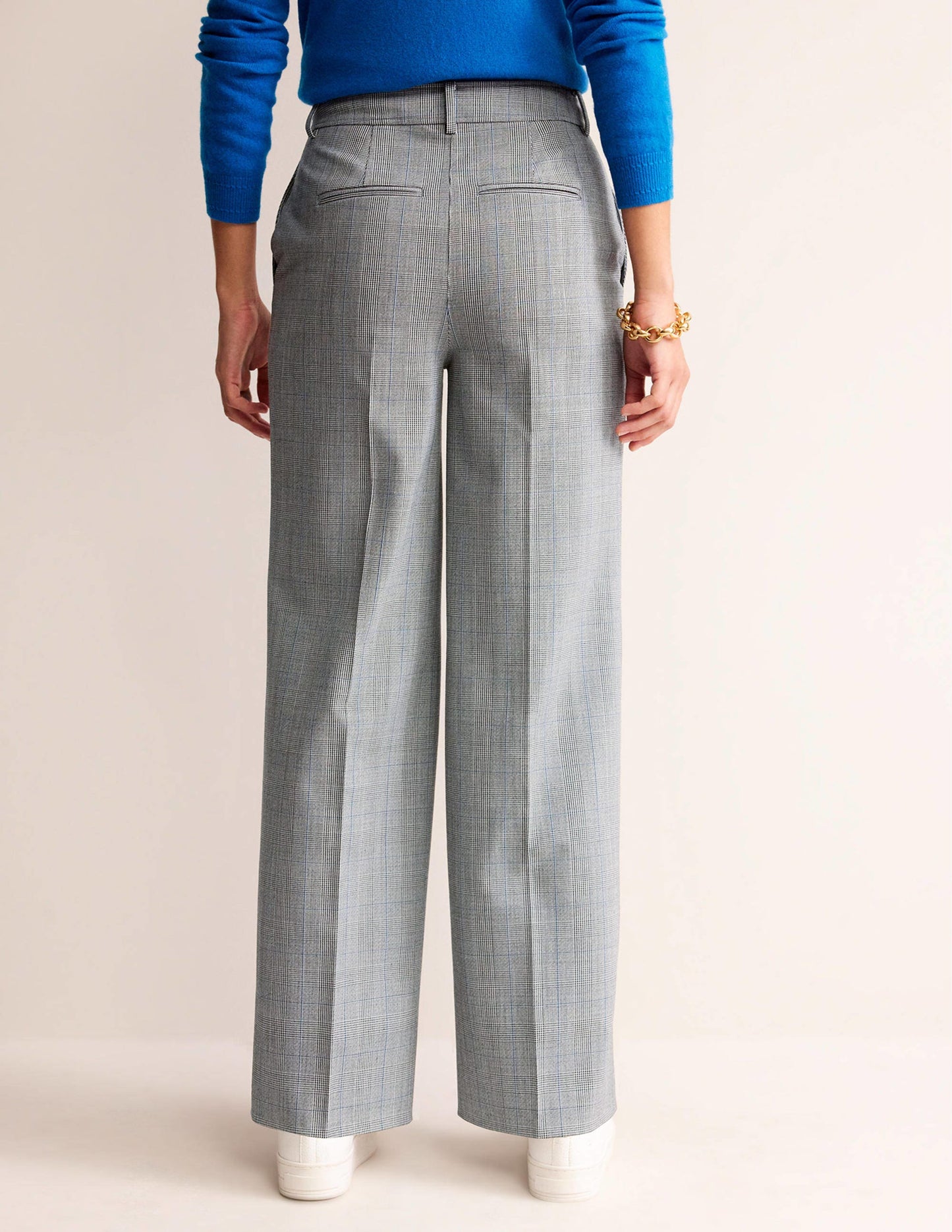 Westbourne Wool-Twill Trousers-Ivory, Charcoal and Blue Pow