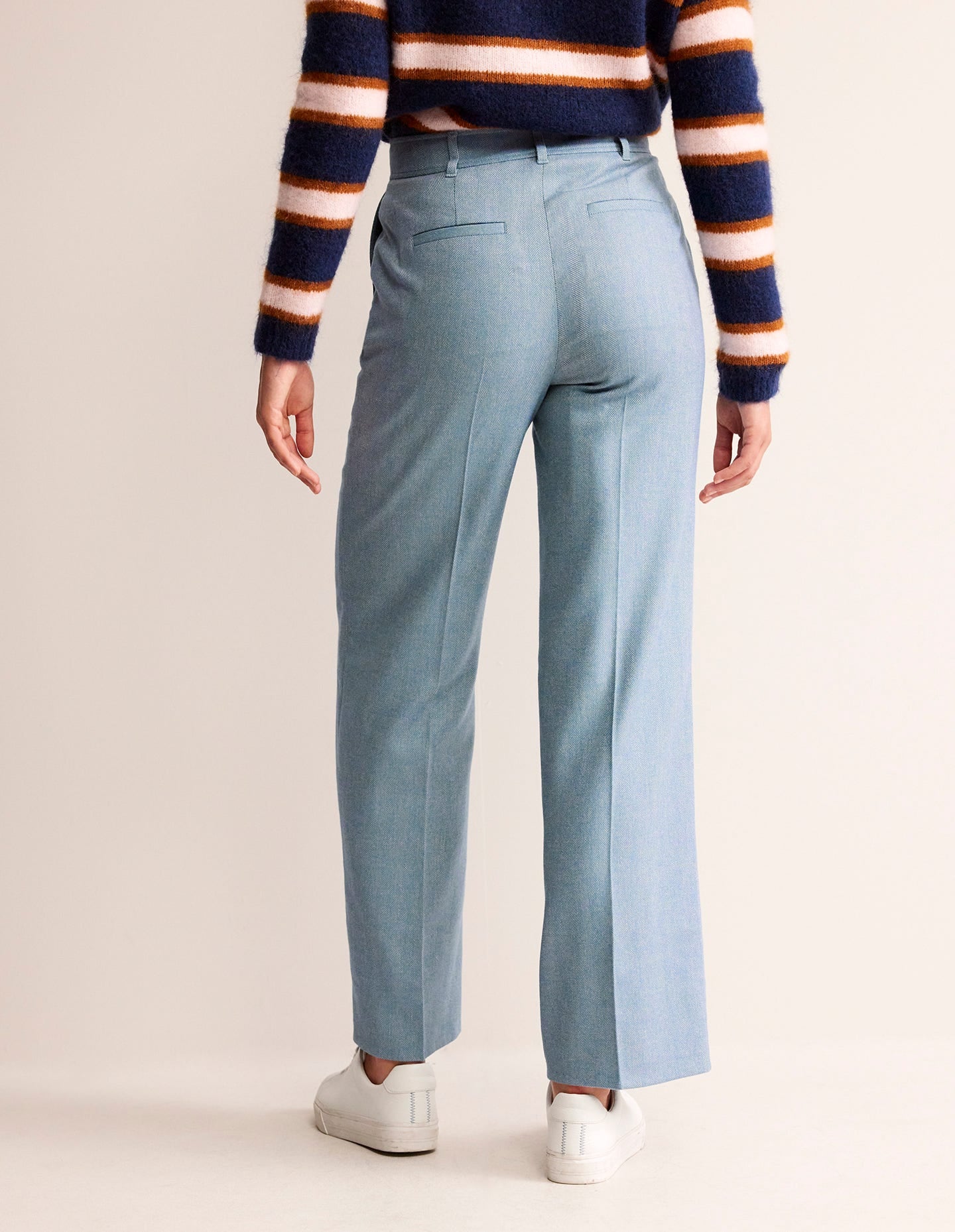 Westbourne Wool Trousers-Blue Herringbone