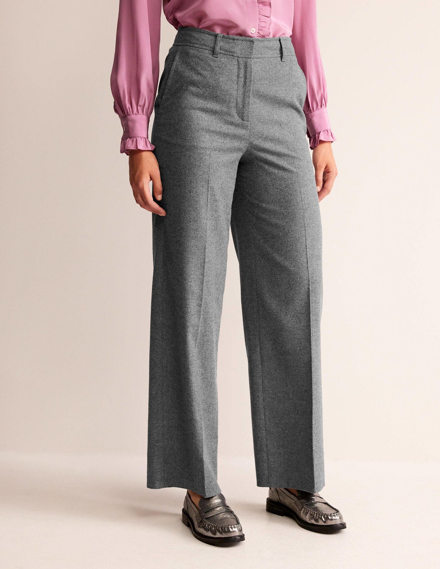 Westbourne Wool Trousers-Charcoal Marl