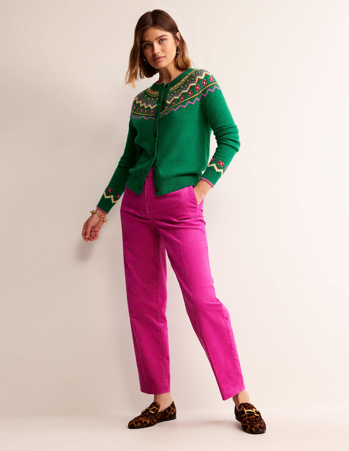 Kew Cord Trousers-Magenta