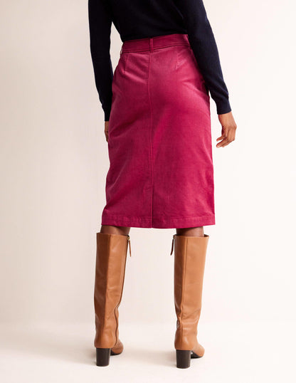 Margot Cord Midi Skirt-Warm Cranberry