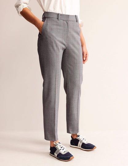 Kew Wool-Twill Trousers-Ivory, Charcoal and Blue Pow