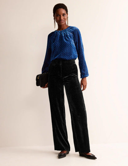 Westbourne Velvet Trousers-Black