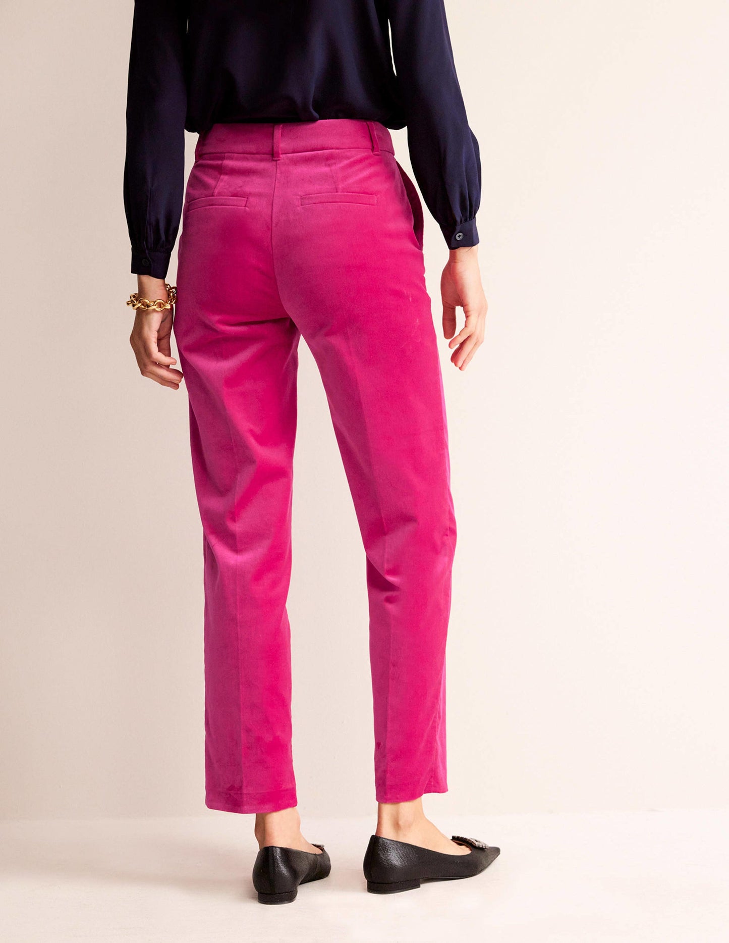 Kew Velvet Trousers-Vibrant Pink