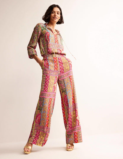 Fluid Wide-Leg Trousers-Multi, Patchwork