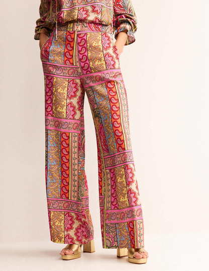 Fluid Wide-Leg Trousers-Multi, Patchwork