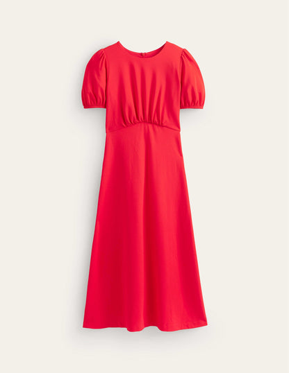 Nancy Ponte Midi Dress-Poppy Red