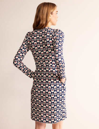 Penelope Jersey Dress-Navy, Petal Head