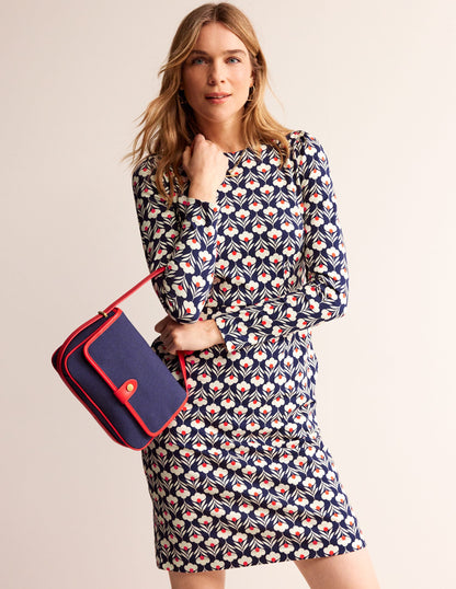 Penelope Jersey Dress-Navy, Petal Head