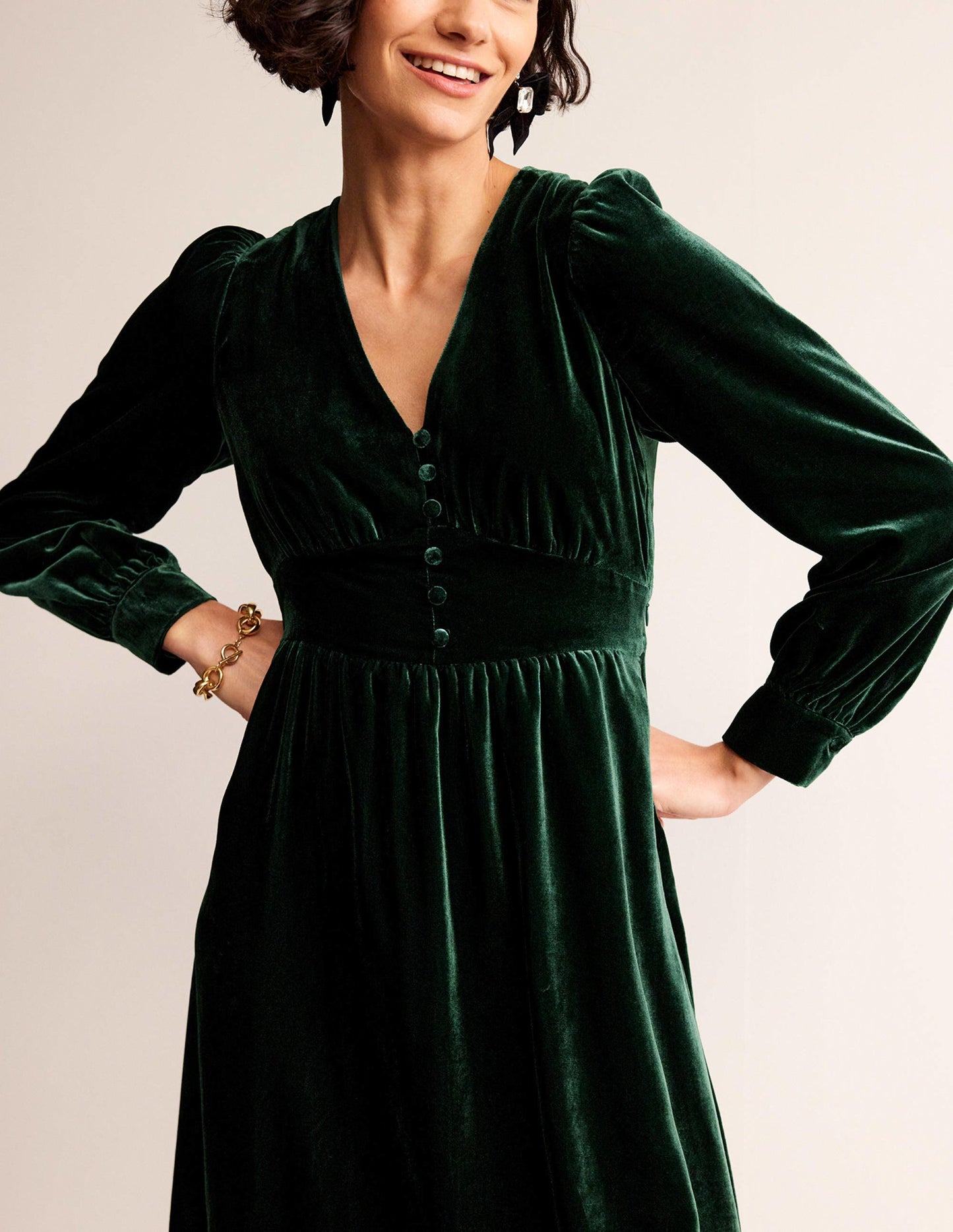 Elise Velvet Midi Dress-Chatsworth Green