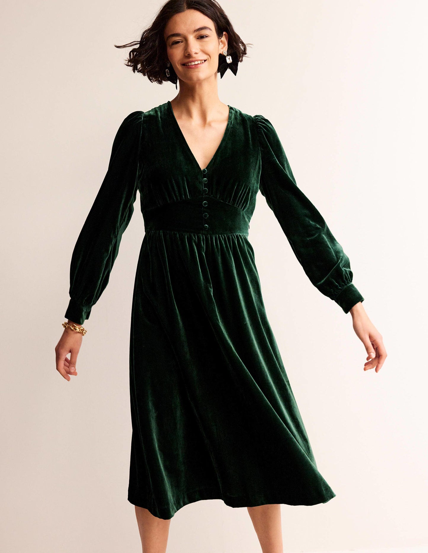 Elise Velvet Midi Dress-Chatsworth Green