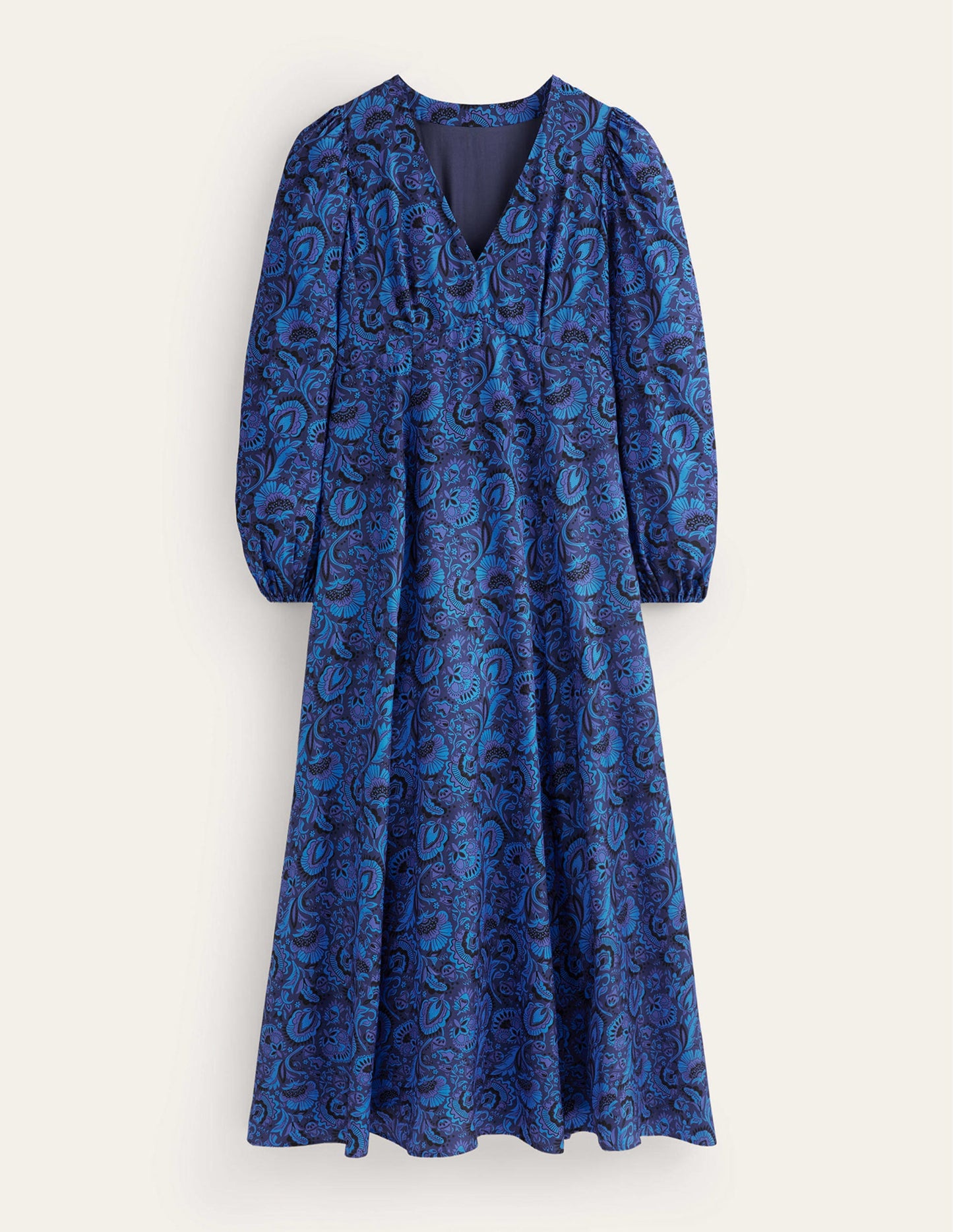 Blouson Sleeve Maxi Tea Dress-Bright Cobalt, Florist