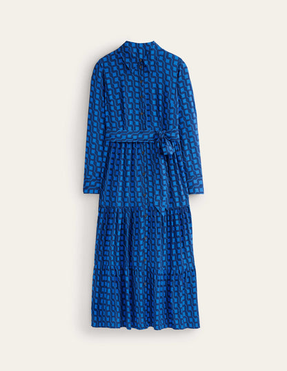 Flo Midi Shirt Dress-Bright Cobalt, Cube Geo