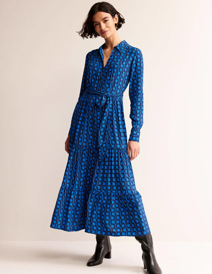 Flo Midi Shirt Dress-Bright Cobalt, Cube Geo