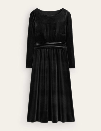 Abigail Velvet Midi Dress-Black