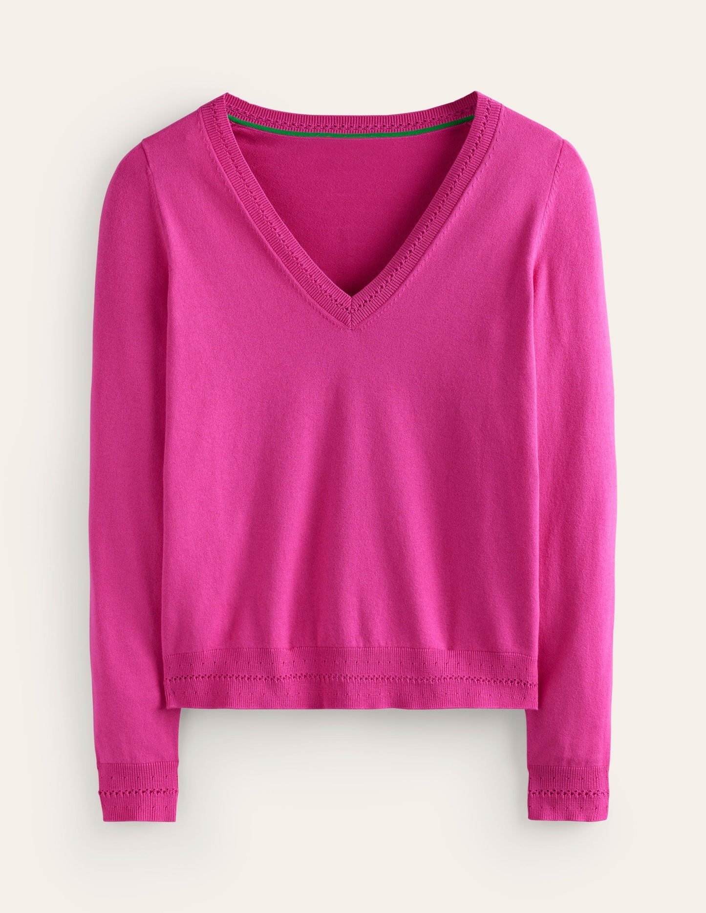 Catriona Cotton V-Neck Jumper-Cosmos Pink