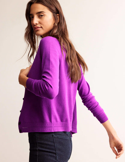 Catriona Cotton Cardigan-Jewel Purple