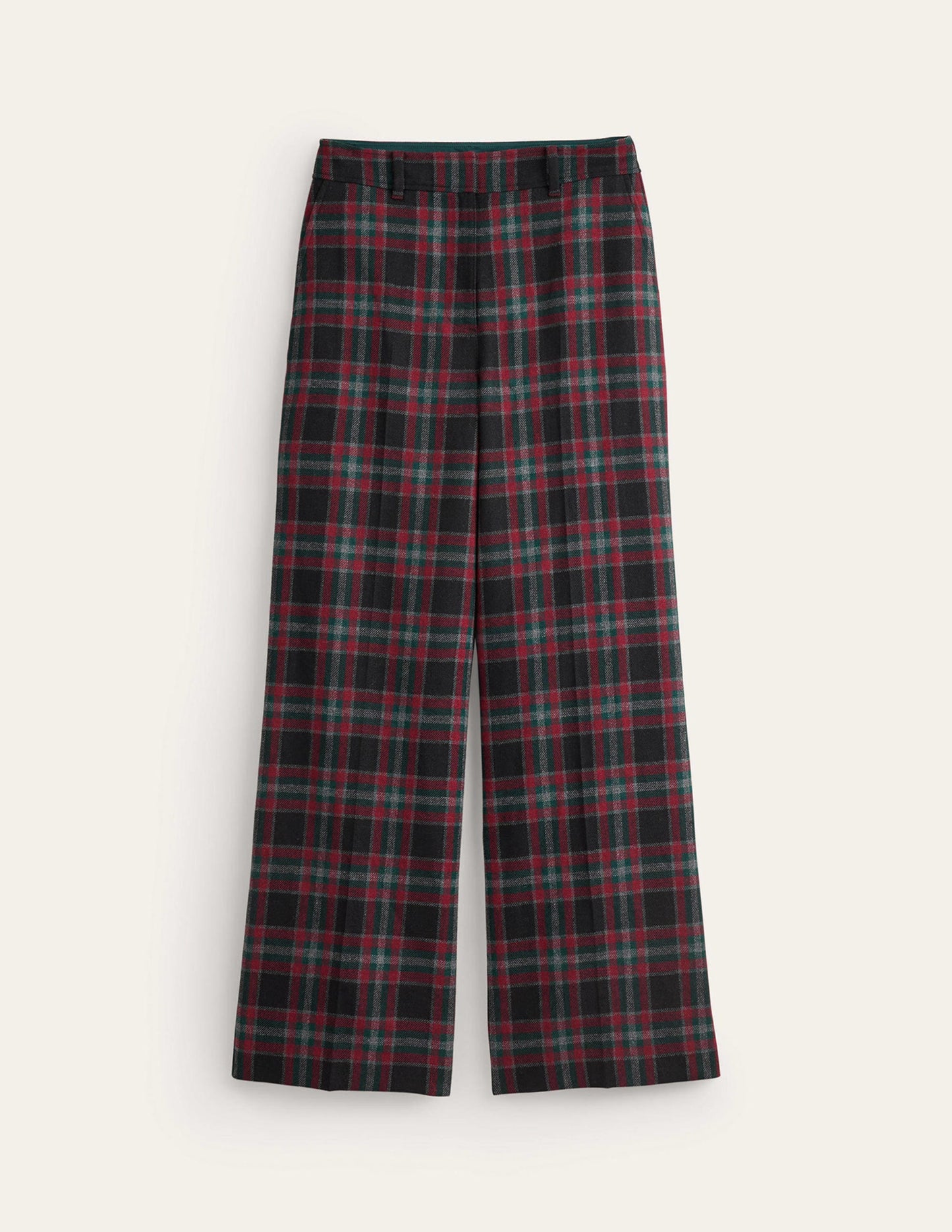 Westbourne Wool Blend Trousers-Green and Brown Check