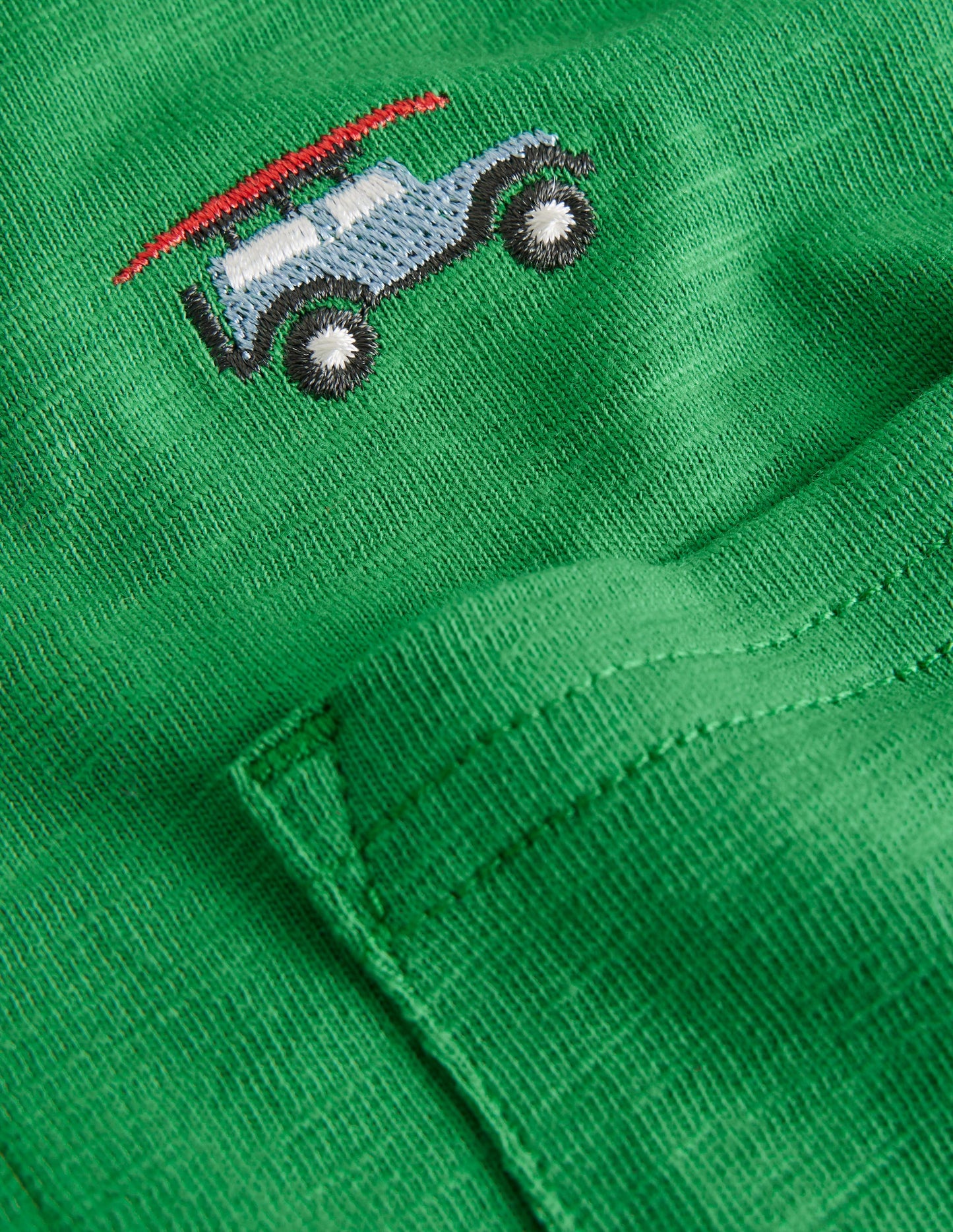 Embroidered Slub Polo Shirt-Shamrock Green Jeep