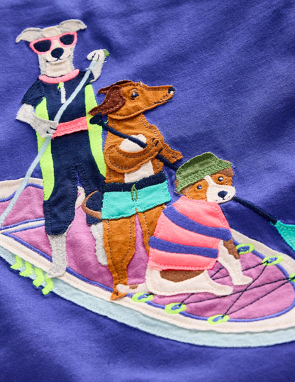 Short Sleeve Applique T-Shirt-Blue Heron Dogs