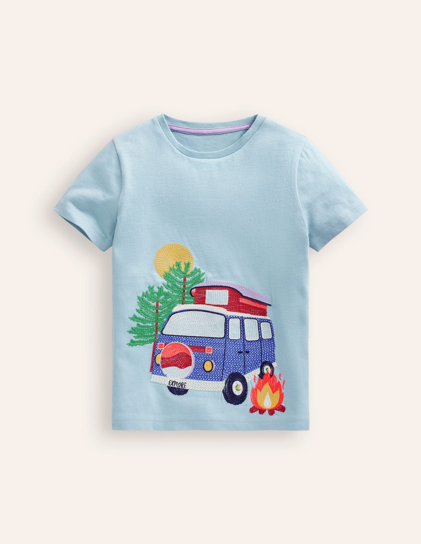 Vehicle Superstitch T-shirt-Vintage Blue Campervan