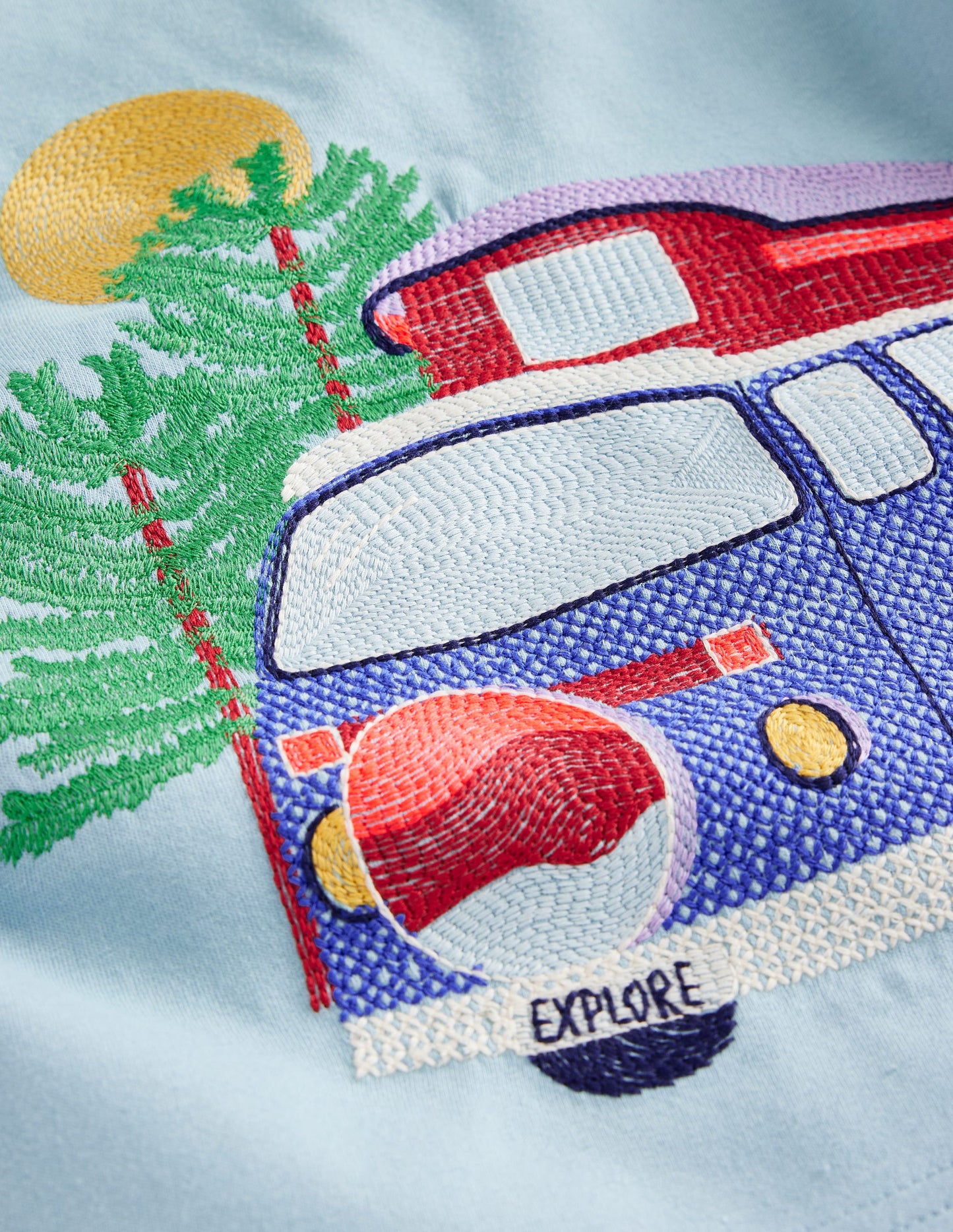 Vehicle Superstitch T-shirt-Vintage Blue Campervan