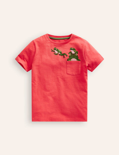 Superstitch Pocket T-Shirt-Jam Red Frogs