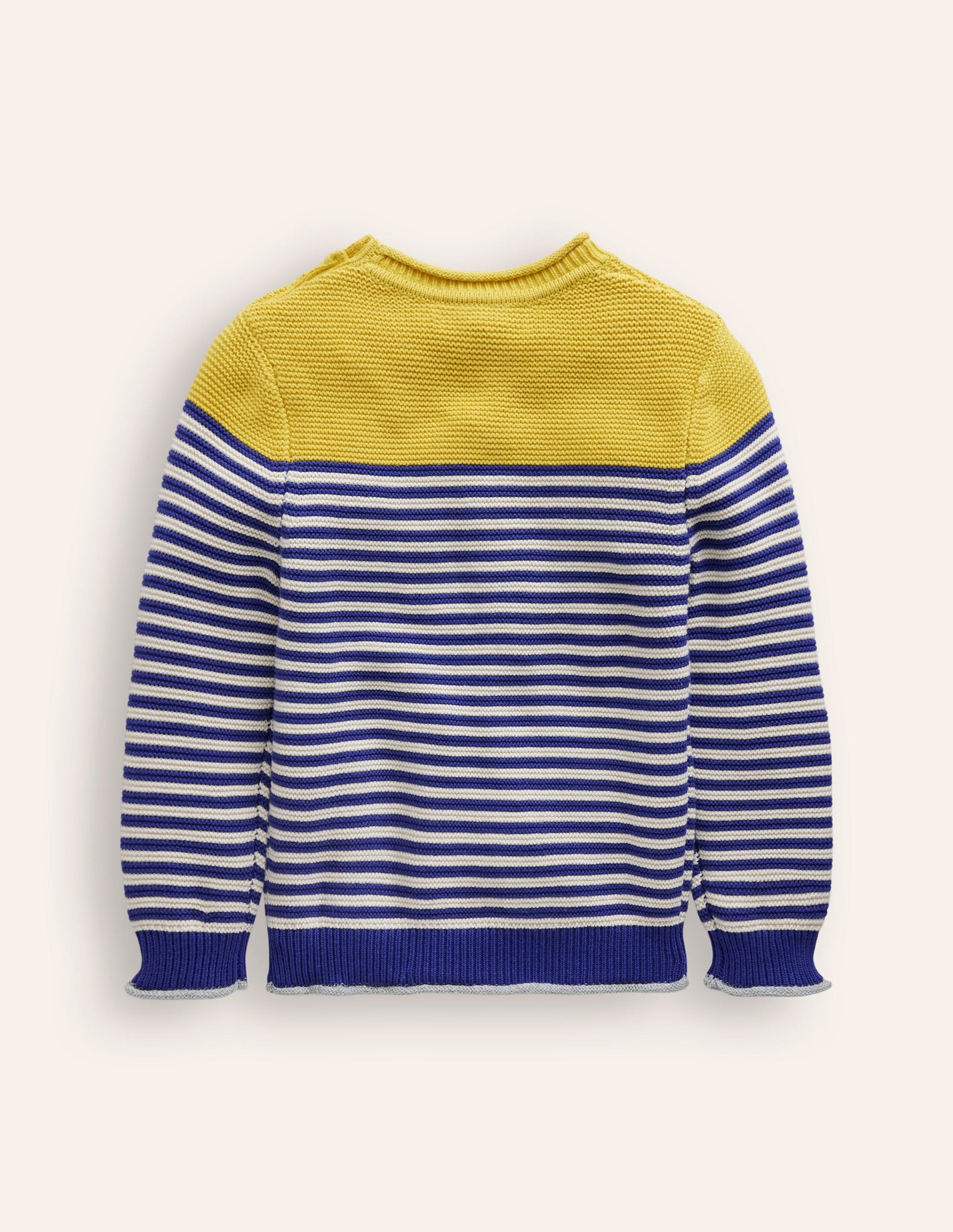 Everyday Stripe Cotton Jumper-Sapphire Blue & Ecru Marl