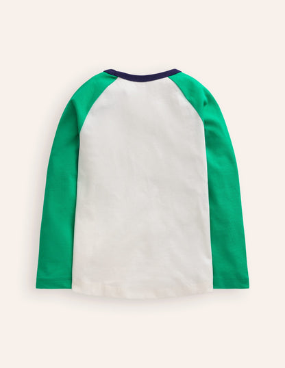 Printed Logo Raglan T-Shirt-Topaz Green Helicopter