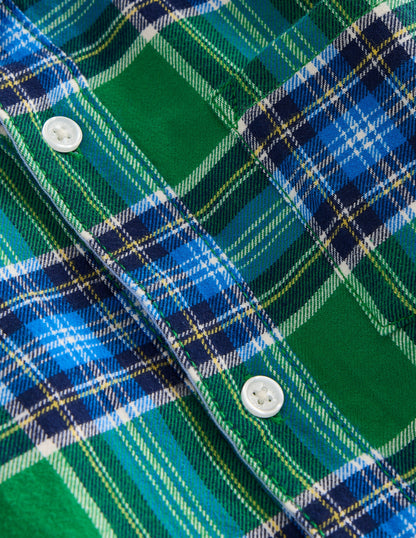 Cosy Cotton Check Shirt-Highland Green/Greek Blue